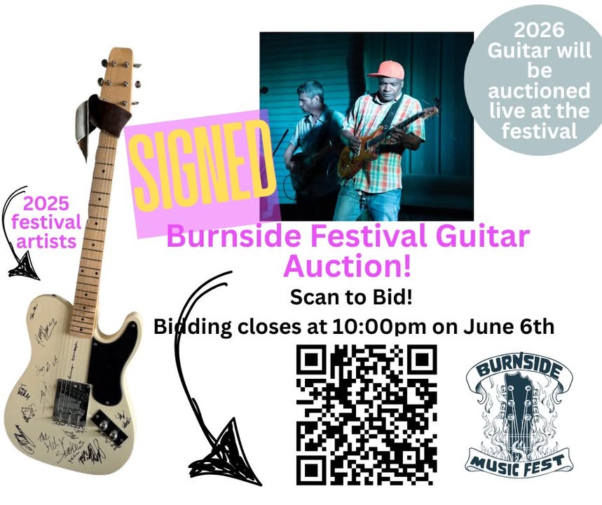 Limited-Time Guitar Auction: Own a Piece of Burnside Festival History Signed by 2025 Performers