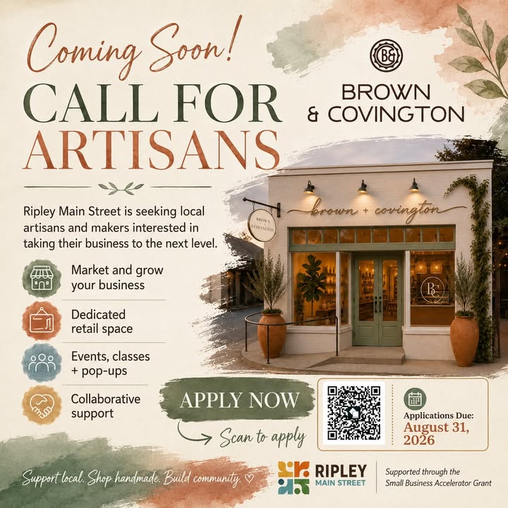 Ripley Main Street Opens Applications for Brown & Covington Retail Space This Fall