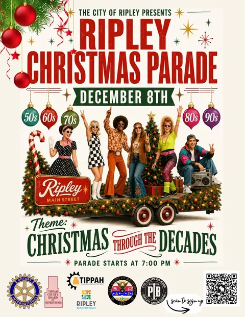 City of Ripley Christmas Parade Set for December 8th with 'Christmas Through the Decades' Theme
