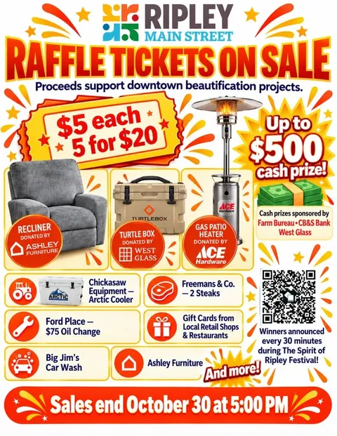 Spirit of Ripley Raffle Offers Amazing Prizes Through October 30