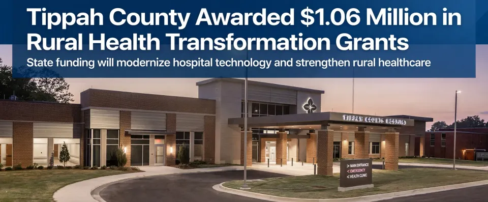 Tippah County rural health transformation grant award graphic