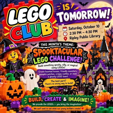 Ripley Public Library Hosts Spooktacular Lego Club This Saturday